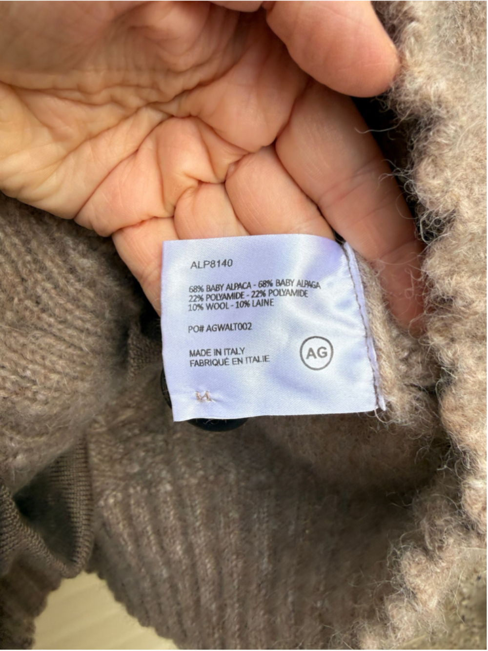 AG Adriano Goldschmied Baby Alpaca Wool Cable Knit Cardigan M/L Italy - Picture 7 of 11